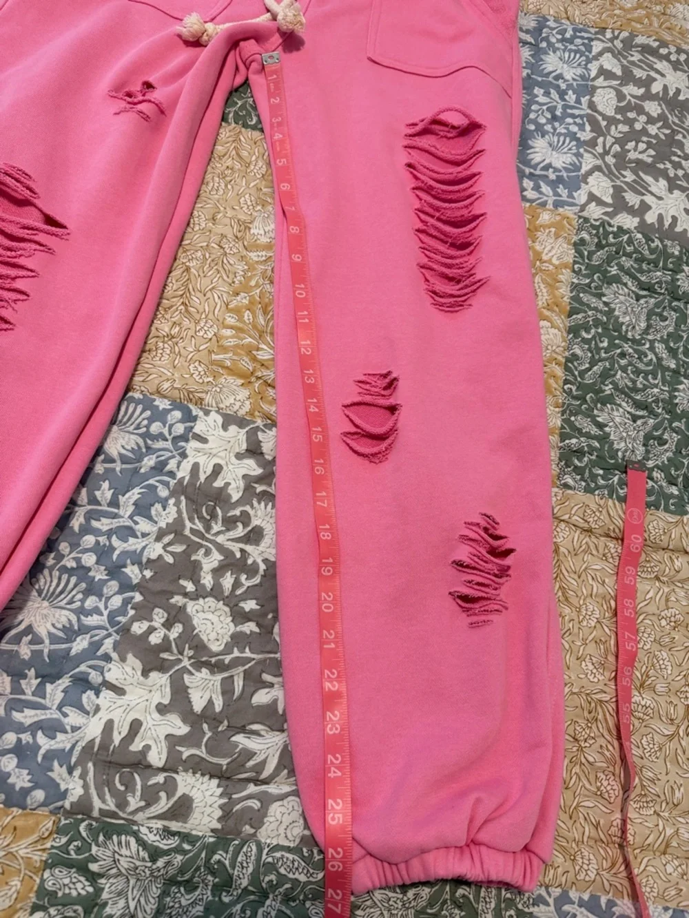 POL Distressed Terry Jogger Sweatpants Bubblegum Pink Boho Hippie Style Small - Picture 13 of 15